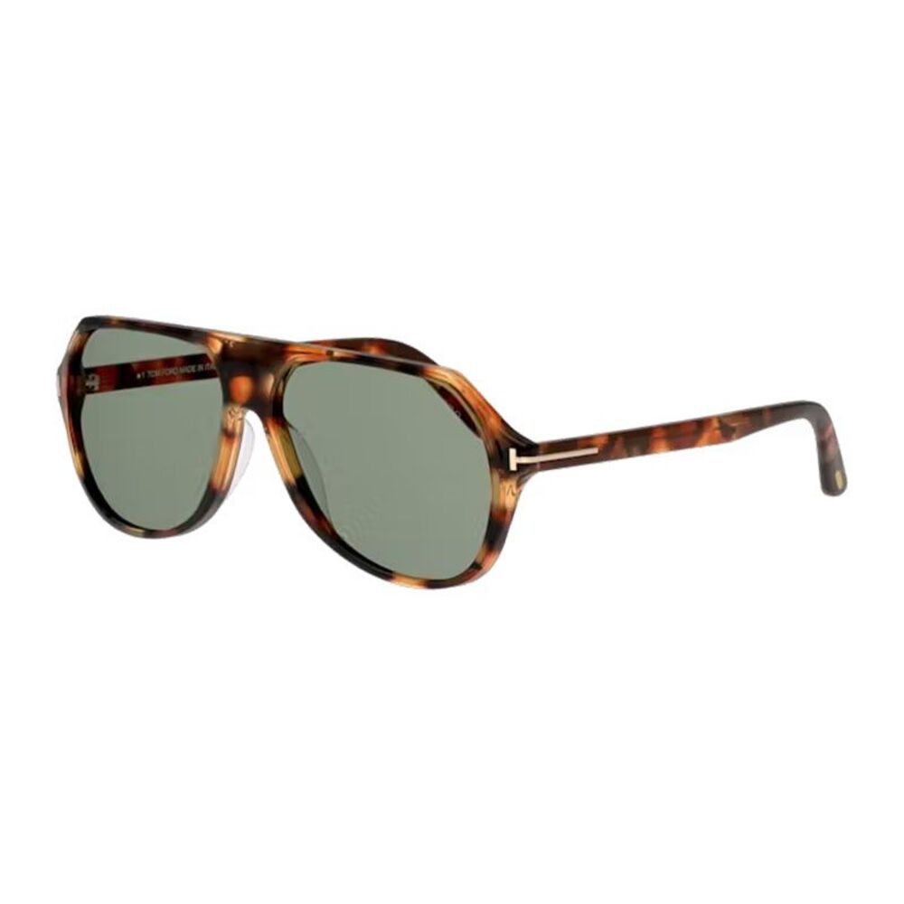 Tom Ford Sunglasses Aviator Full Rim, Blonde Havana Frame and Green Lens